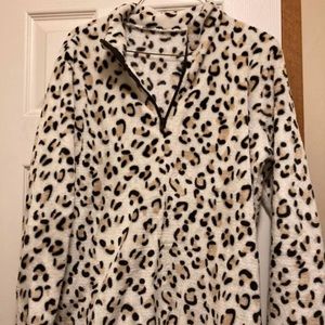 Leopard plush quarter zip